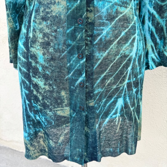 NIC + ZOE long cardigan sweater button down colorful knit blue green abstract 2X - Picture 6 of 14